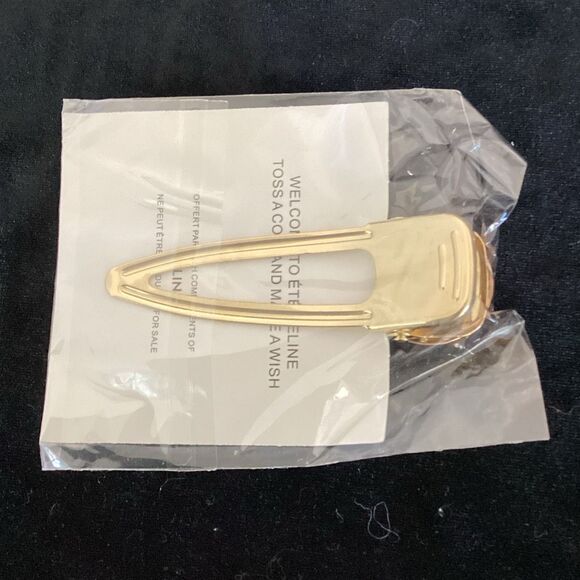 NIB Celine Gold Tone Triumphe Hair Metal Clip Accessory 3” Snap Hairpin - Picture 4 of 6